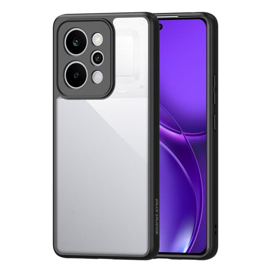 Frosted TPU and PC phone case with black frame, clear back, dual camera cutouts