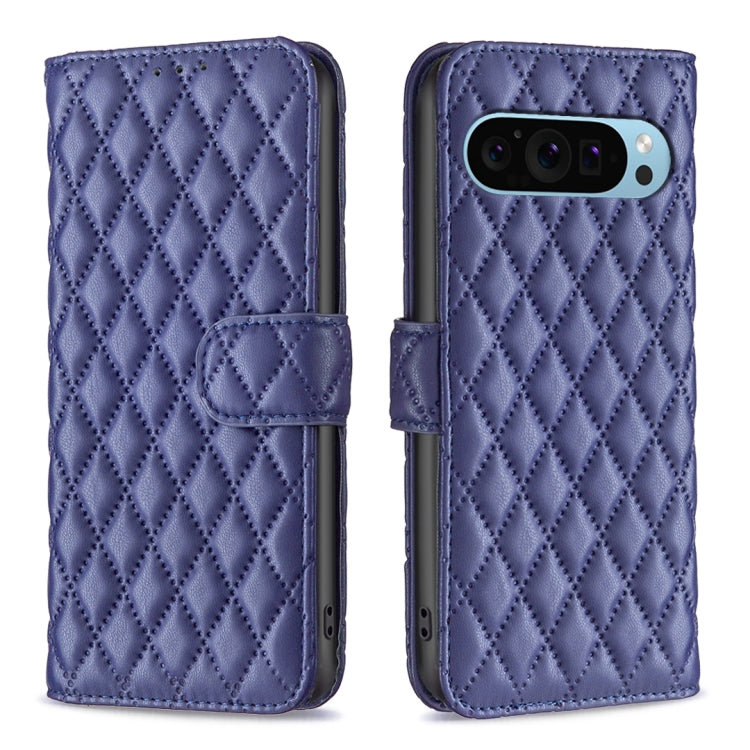 Purple diamond lattice leather flip wallet phone case with strap and camera cutout