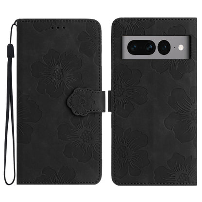 Black embossed floral leather phone case with flip cover and camera cutout.