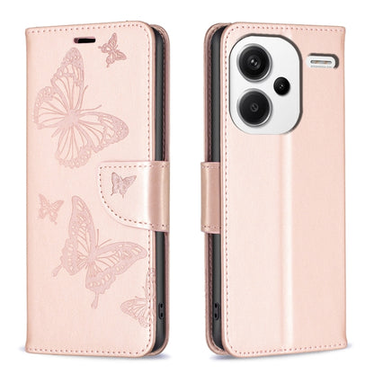 Light pink embossed leather phone case with butterfly pattern and folio strap closure