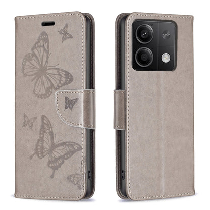 Sand embossed leather phone case with butterfly print and flip strap