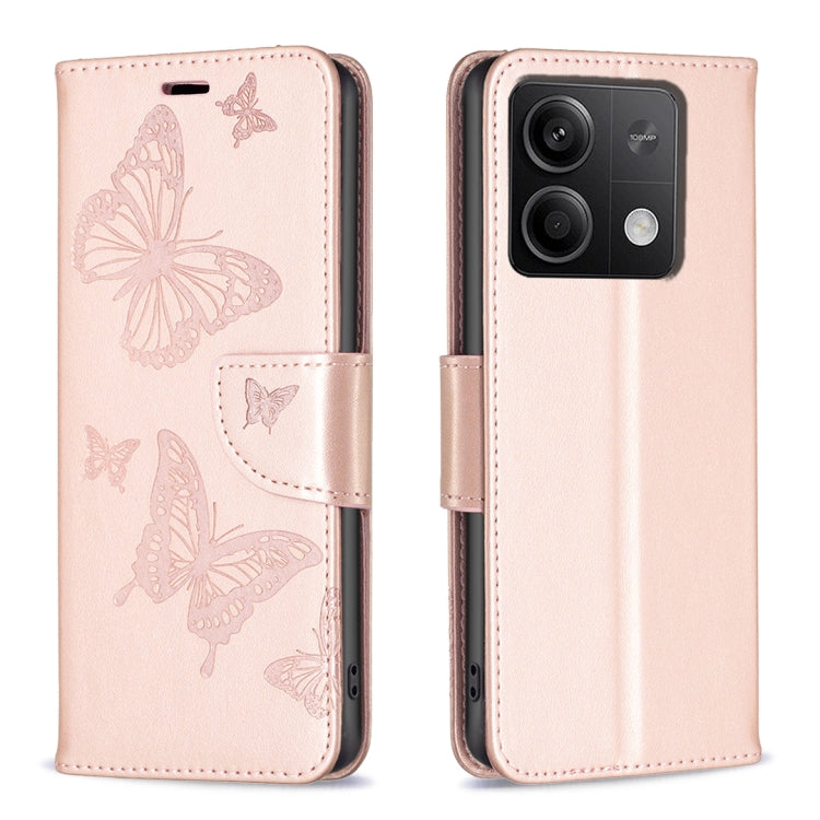 Light rose embossed leather phone case with butterfly print and flip strap