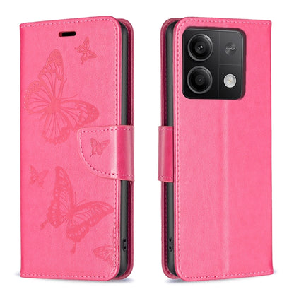 Pink embossed butterfly leather flip phone case with card holder and side strap