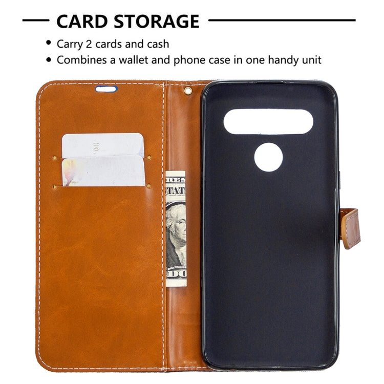 Blue denim flip phone case with two card slots and inner phone holder