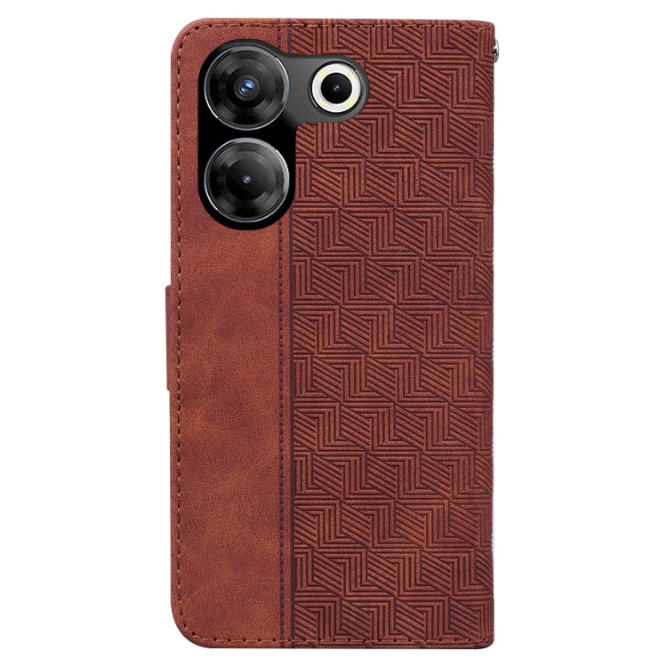 Brown geometric embossed leather phone wallet case with camera cutouts
