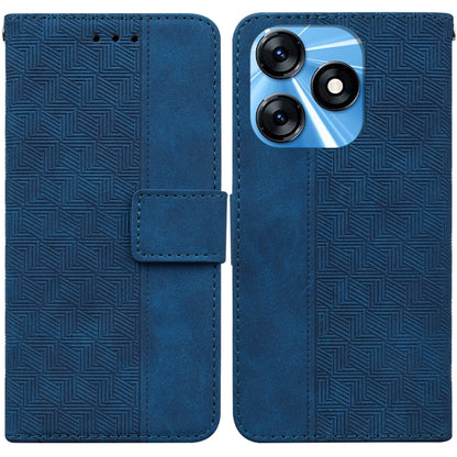 Blue geometric embossed leather phone case with flip cover and card pocket