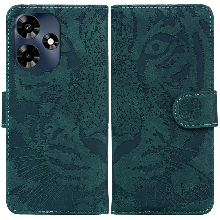 Green tiger embossing flip leather phone case with magnetic strap and card slot
