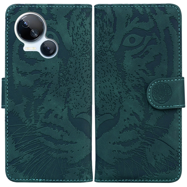 Dark teal tiger-emboss flip phone case with card slot and camera cutout