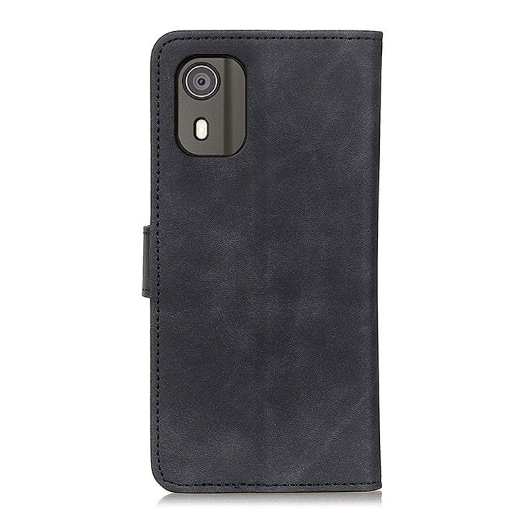 Black leather phone case with camera and button cutouts