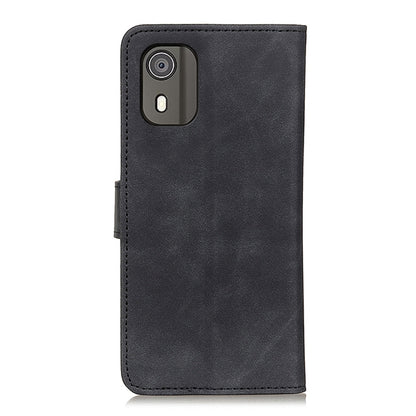 Black leather phone case with camera and button cutouts