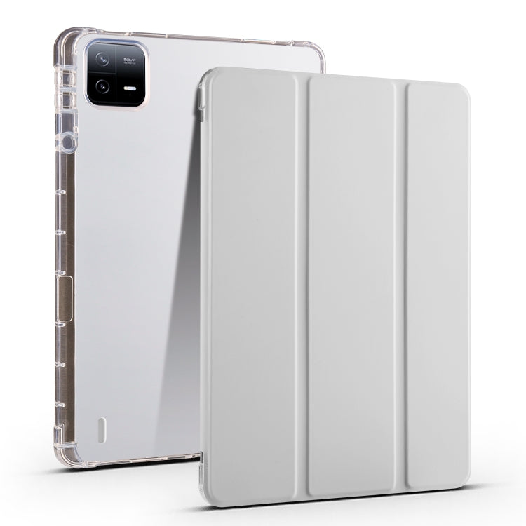 3-fold clear TPU smart leather tablet case, space gray front fold