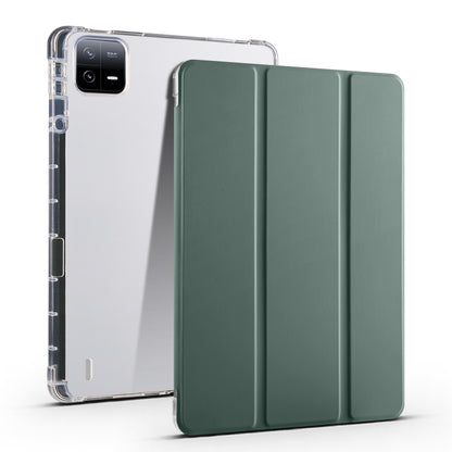 Tablet case with clear TPU back and tri-fold cover in dark green
