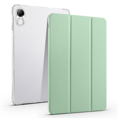 3-fold clear TPU tablet case with light green folding cover and transparent back shell