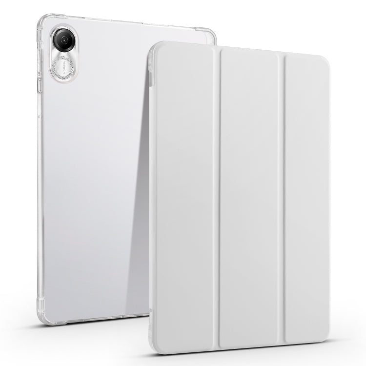 Tablet case with clear TPU back and tri-fold cover in white