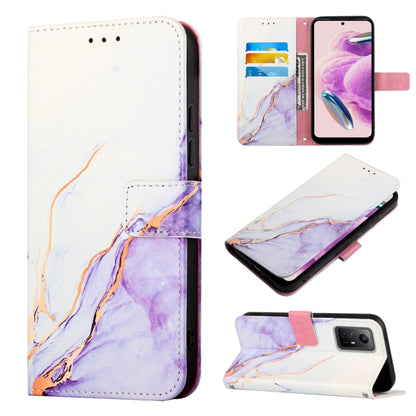 Purple and white marble pattern flip leather phone wallet case with card slots