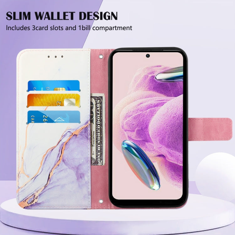Purple and pink marble pattern flip leather phone wallet case with card slots