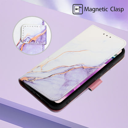 Purple and white marble pattern flip leather phone wallet case with magnetic clasp
