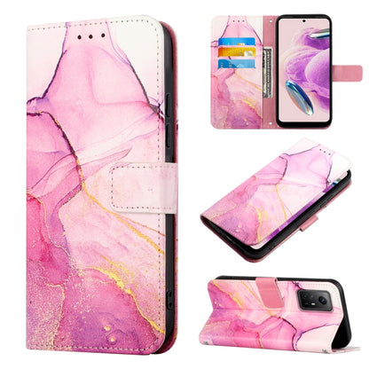 Rose pink marble pattern flip leather phone case with card slots and stand cover
