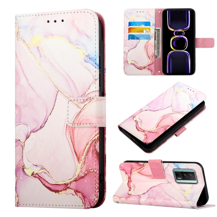 Flip leather phone case with pink purple marble pattern and magnetic folio flap
