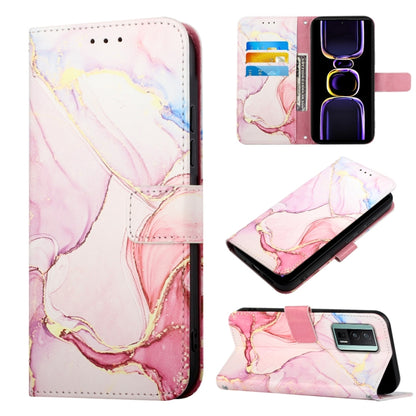 Flip leather phone case with pink purple marble pattern and magnetic folio flap