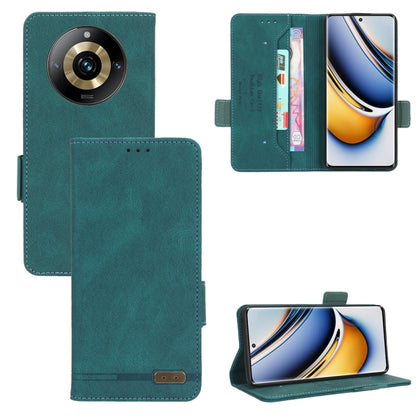 Teal leather magnetic clasp folio with card holder and camera cutout
