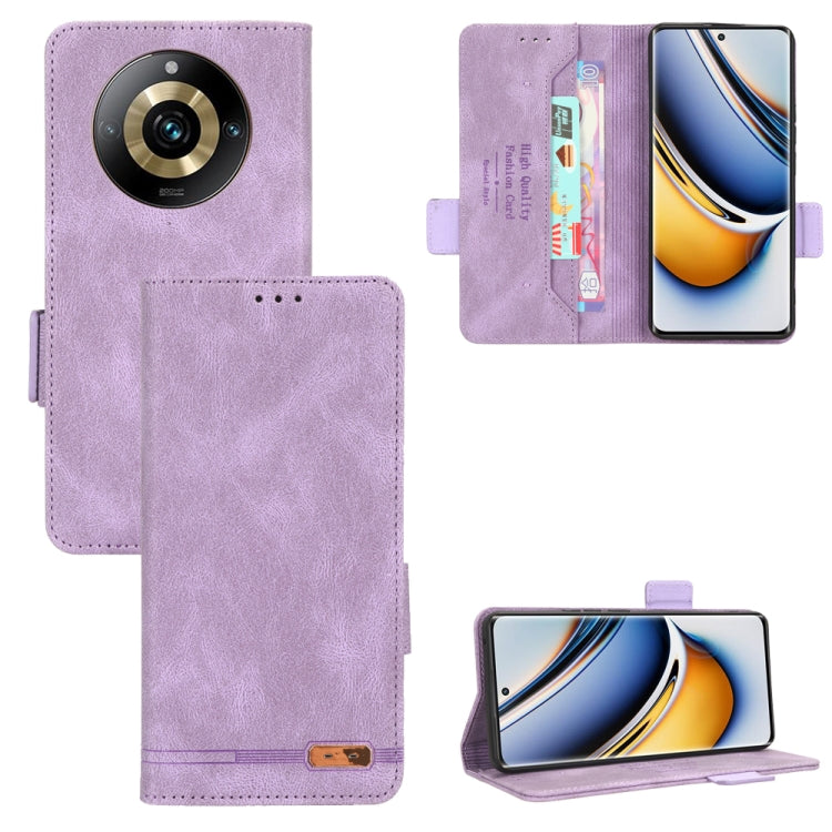 Purple leather magnetic clasp folio phone case with card slots and stand cover