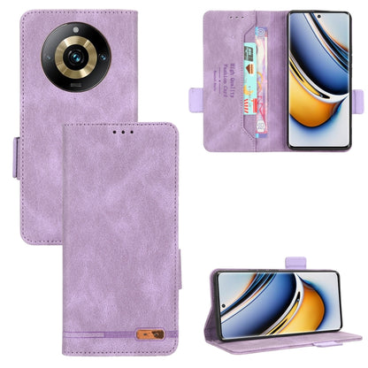 Purple leather magnetic clasp folio phone case with card slots and stand cover