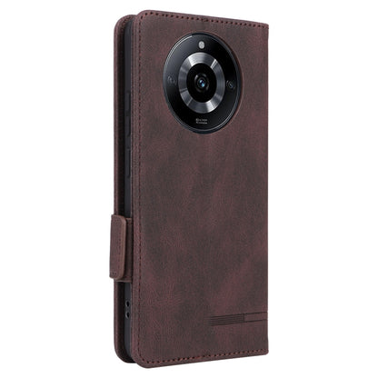 Brown leather folio phone case with camera cutout and magnetic clasp strap