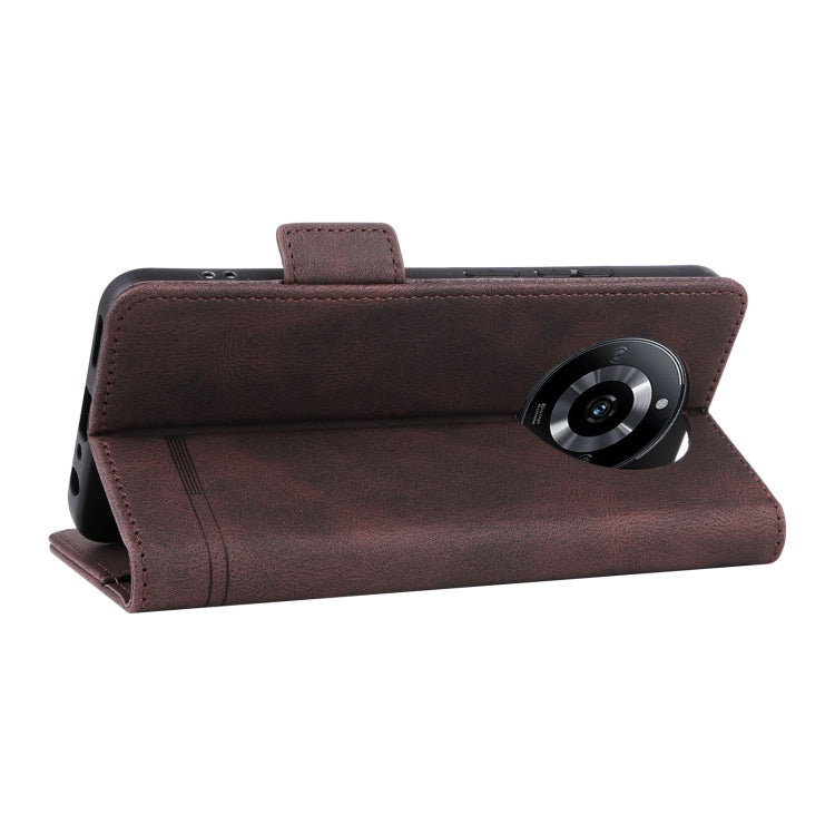 Brown leather folio phone case with kickstand stand cover and camera cutout