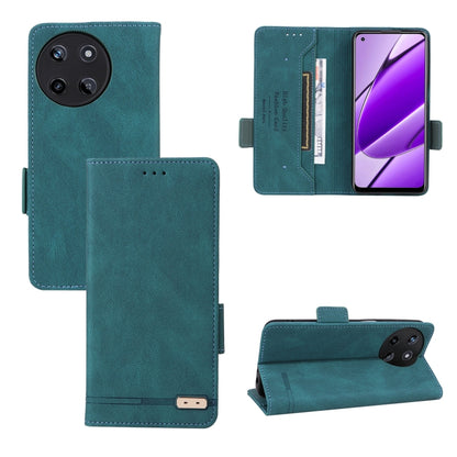 Teal leather folio phone case with magnetic clasp and stitched edges