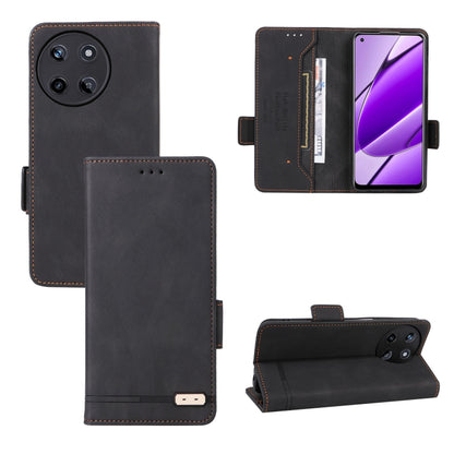 Black leather magnetic clasp folio phone case with card slots and flip cover