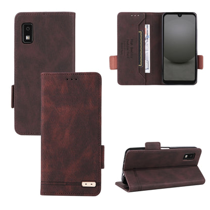 Brown magnetic clasp leather phone case with folio cover and inner card pocket