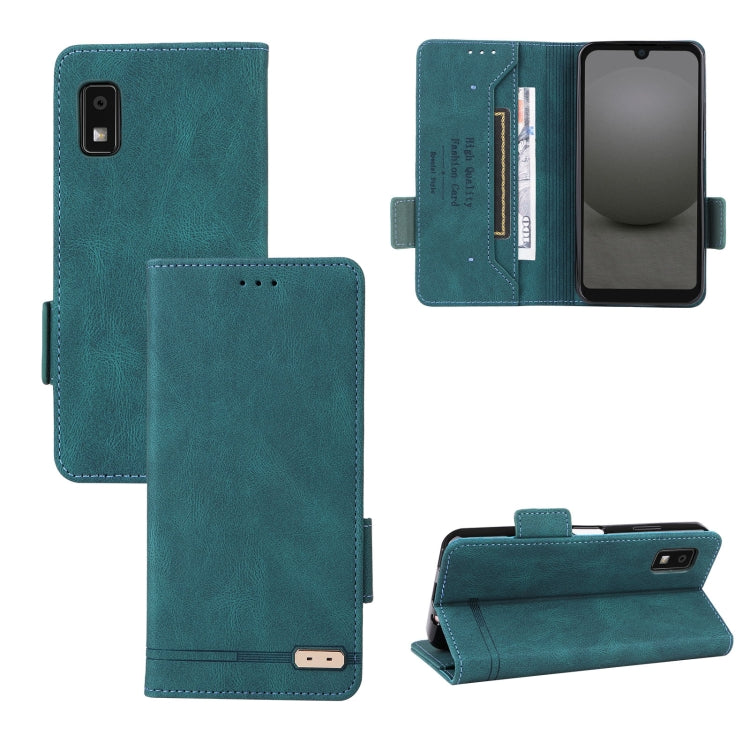 Teal magnetic clasp leather phone case with folio cover and card slot