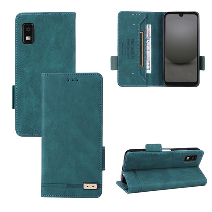 Teal magnetic clasp leather phone case with folio cover and card slot