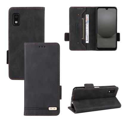 Black magnetic clasp leather phone case with folio cover and card slot