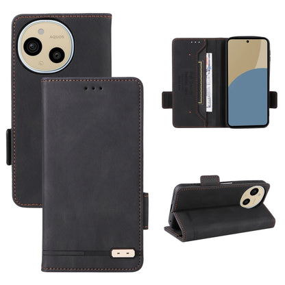Magnetic clasp leather folio phone case in black, with card slots and kickstand