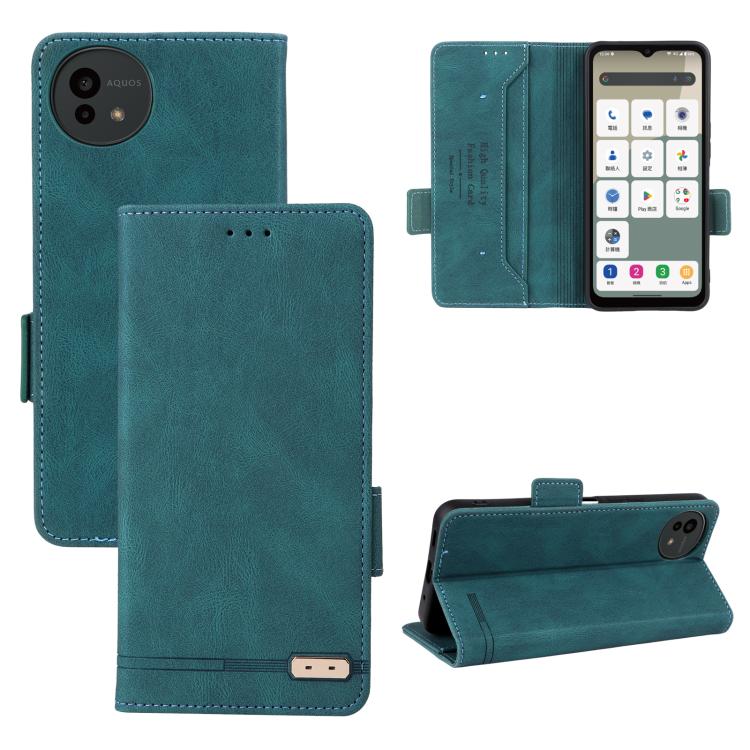 Magnetic clasp leather phone case in teal, with flip cover and magnetic clasp