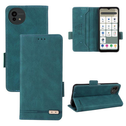Magnetic clasp leather phone case in teal, with flip cover and magnetic clasp