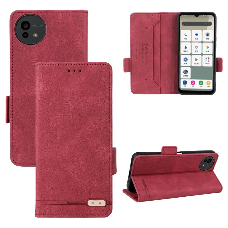 Magnetic clasp leather folio phone case in burgundy red, with card slots and kickstand