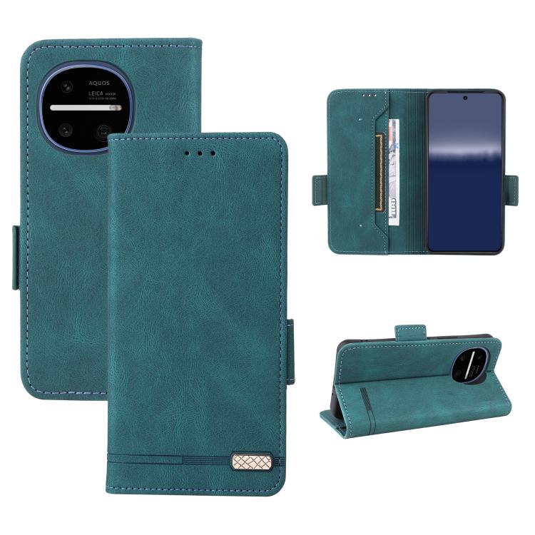 Magnetic clasp leather phone case in teal, with flip cover and card slots