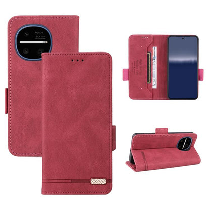 Magnetic clasp leather phone case in rose red, with flip cover and card slots