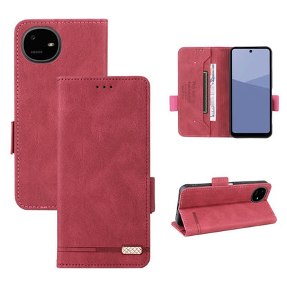 Magnetic clasp leather phone case in red, with flip cover and card slots