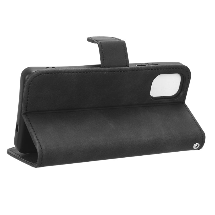 Black magnetic flip leather phone case with kickstand viewing angle