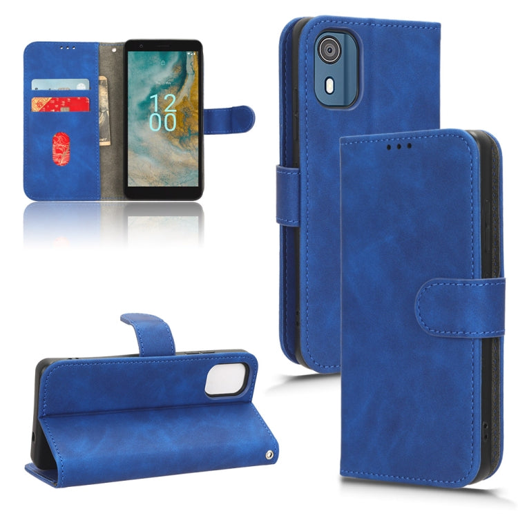 Blue magnetic flip leather phone case with card slot and protective flap