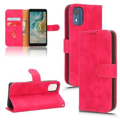 Rose red magnetic flip leather phone case with stitched card holder