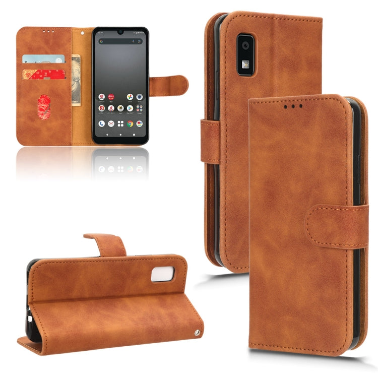 Brown flip leather phone case with card slot and side phone camera cutout