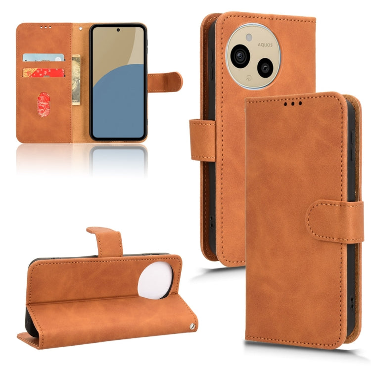 Brown flip leather phone case with front pocket and open stand flap