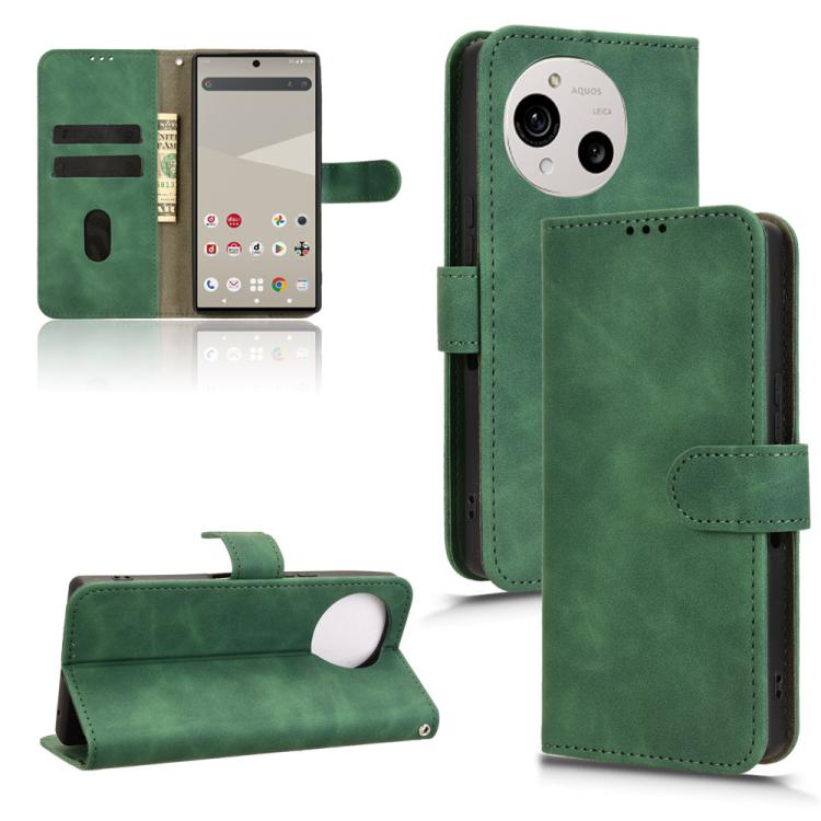 Green magnetic flip leather phone case with camera cutout and stand