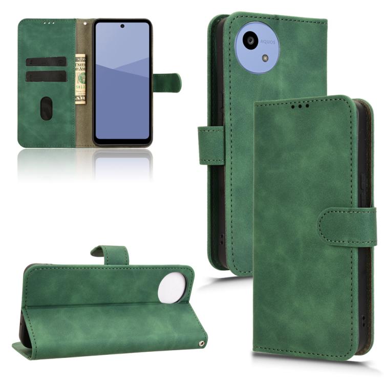 Green flip leather phone case with side card slots and stand flap
