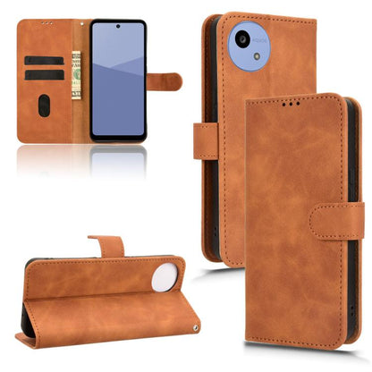 Brown flip leather phone case with textured finish and front stand flap